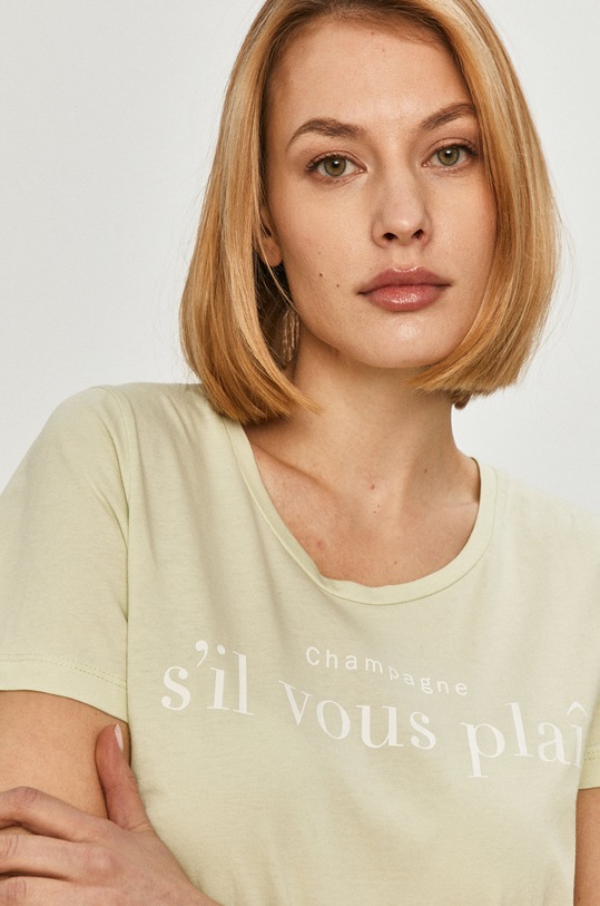 Answear Lab T-shirt nadruk turkusowy WW21.TSD05S