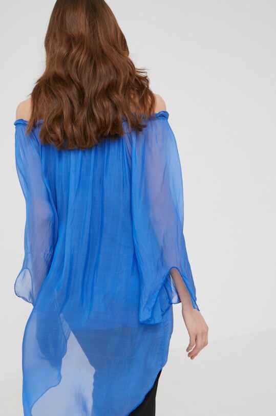 Answear Lab bluzka jedwabna SILK regular niebieski 6100.DB