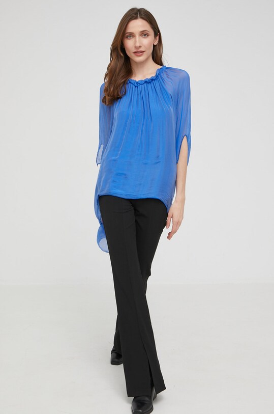 Answear Lab bluzka jedwabna SILK 6100.DB niebieski WW22