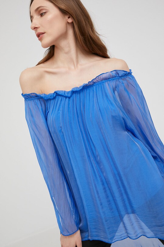Odzież Answear Lab bluzka jedwabna SILK 6100.DB niebieski