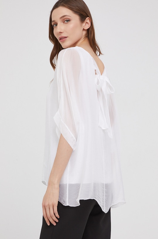 Hedvábná halenka Answear.LAB Silk hedvábí bílá 6061.DB