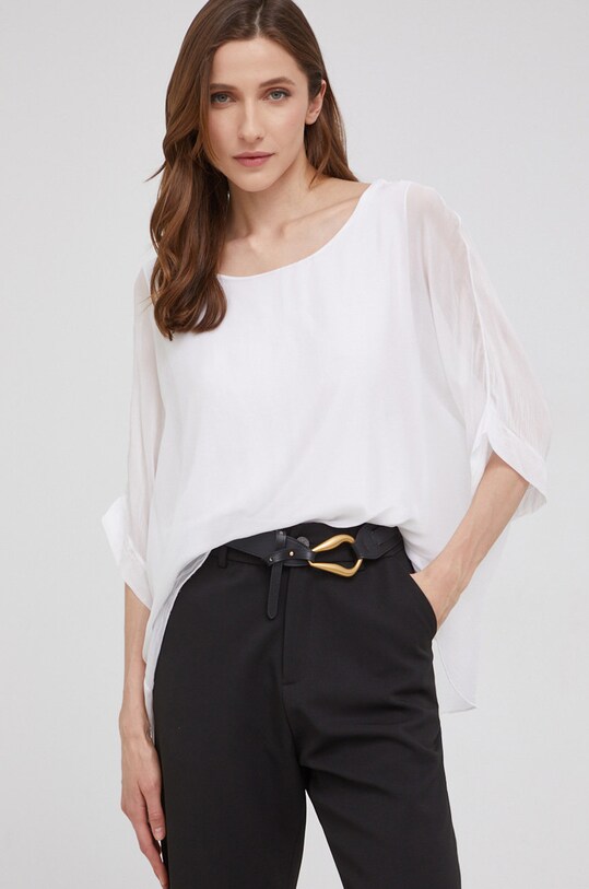 Odzież Answear Lab bluzka jedwabna SILK 6061.DB biały