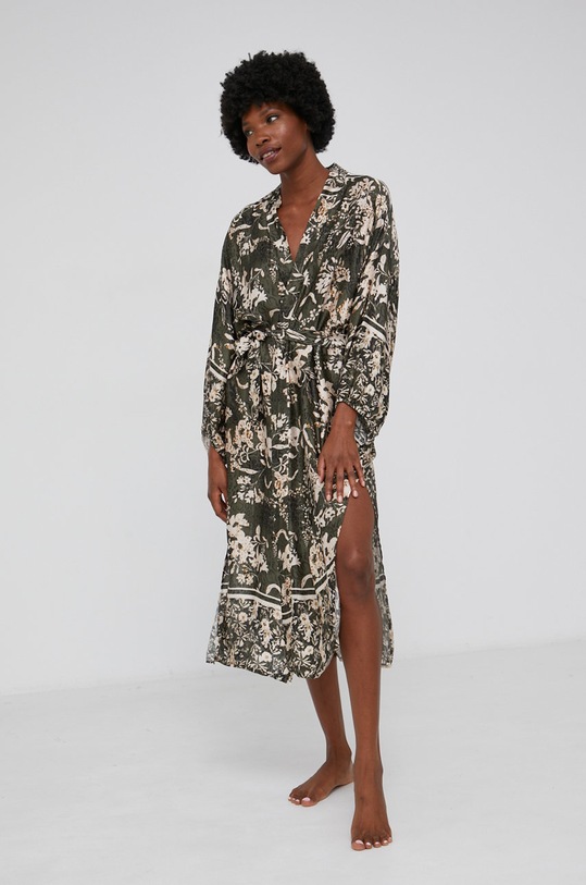 Answear Lab Szlafrok z jedwabiem 11387B.3KR zielony WW22