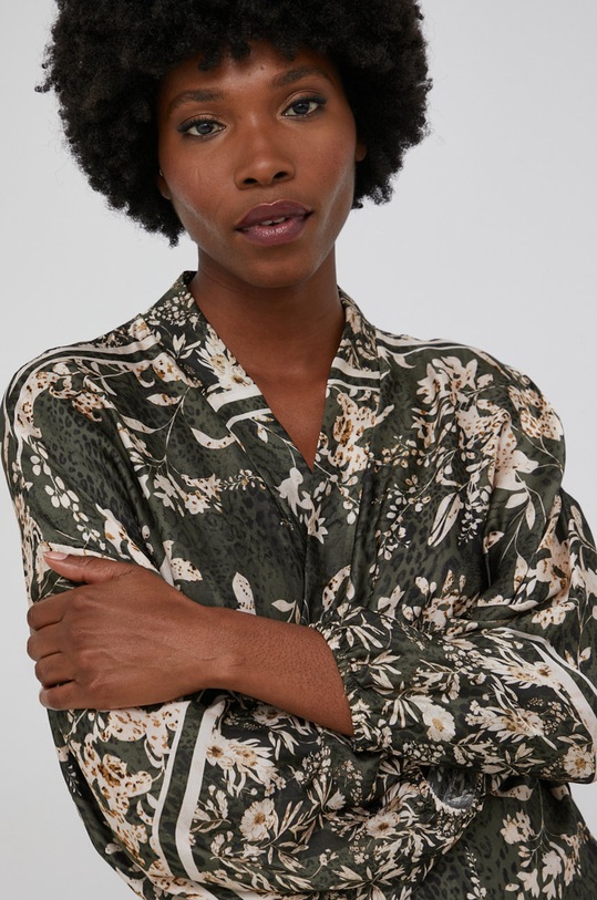 Answear Lab Szlafrok z jedwabiem zielony 11387B.3KR