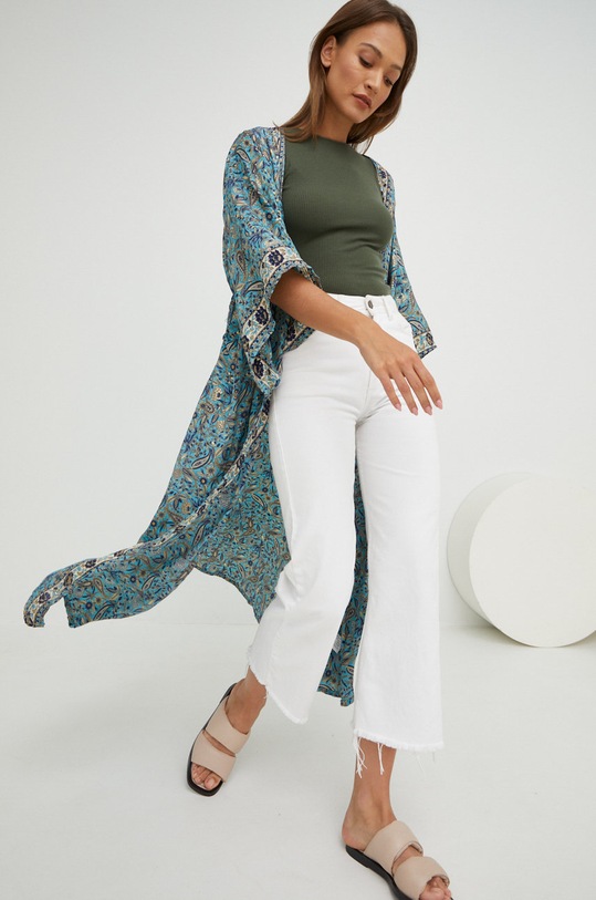 Answear.LAB selyem kimono x limitált fesztivál kollekció BE BRAVE 2212.82.AA türkiz WW22