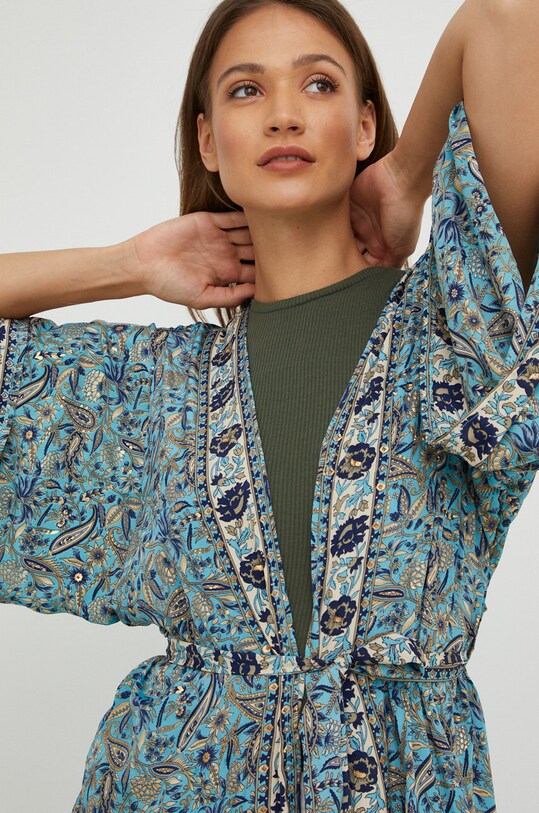 Answear Lab selyem kimono x limitált fesztivál kollekció BE BRAVE türkiz 2212.82.AA