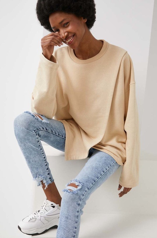 Bavlnená mikina Answear.LAB bavlna béžová RAV.2.DB