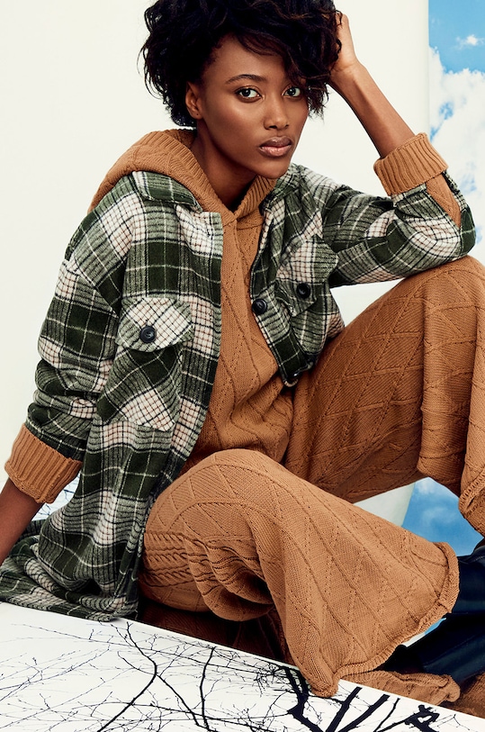 Answear Lab Komplet z domieszką wełny dzianina brązowy 3329.AJ