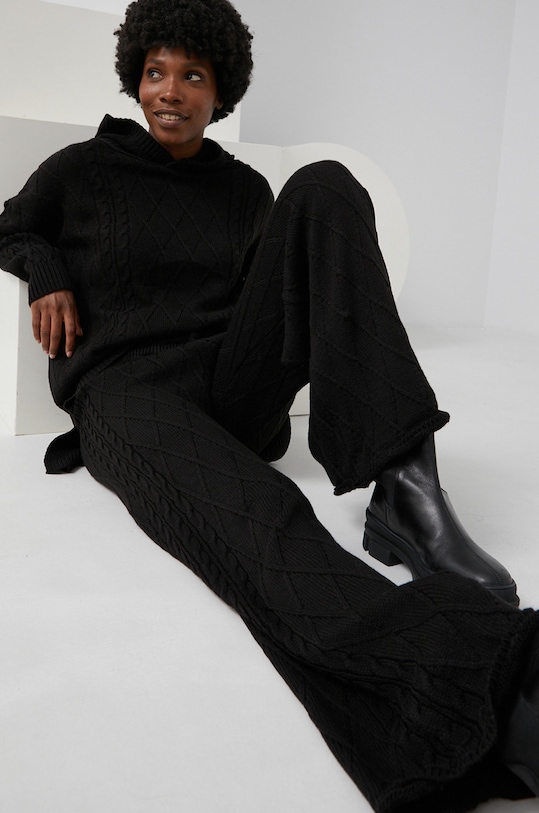 Answear Lab Komplet z domieszką wełny dzianina czarny 3329.2.AJ