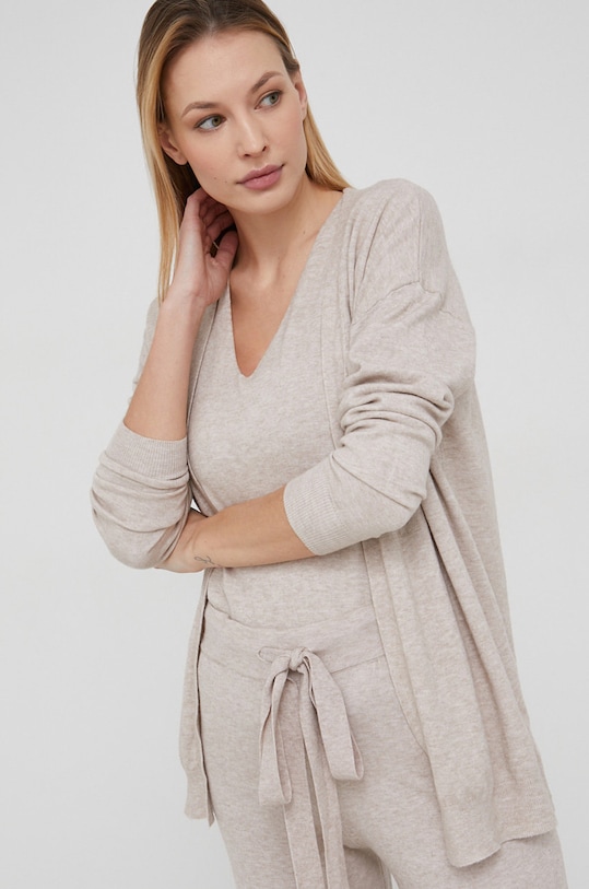 Answear Lab Komplet top, kardigan i spodnie N10157B.2KR beżowy WW22