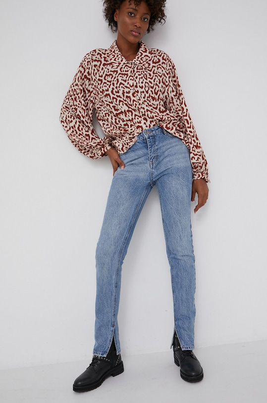 Answear Lab Koszula z domieszką jedwabiu G25038.2KR brązowy WZ21