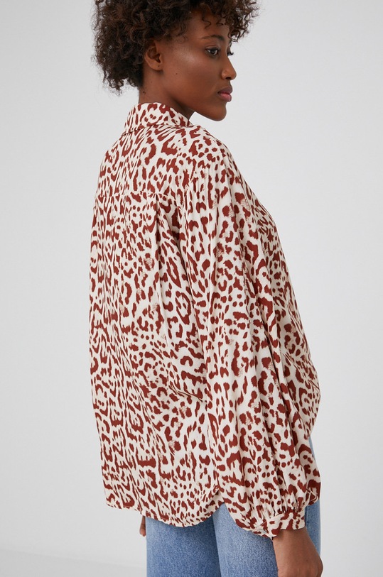 Odzież Answear Lab Koszula z domieszką jedwabiu G25038.2KR brązowy