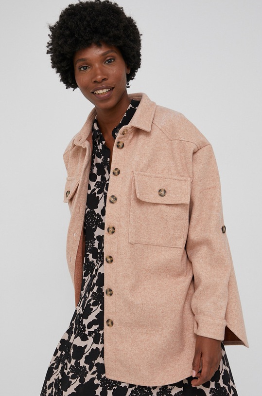 Košeľa s prímesou vlny Answear.LAB relaxed ružová 26337.AJ