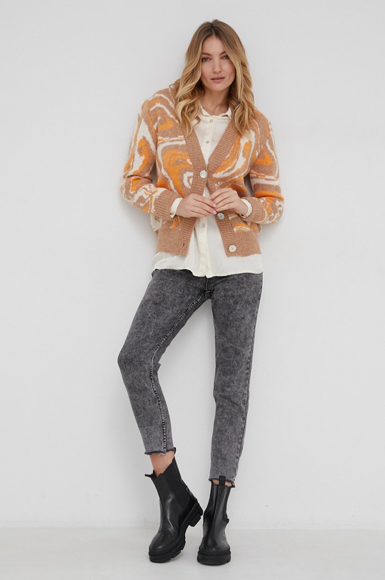 Answear Lab cămașă cu mătase G40152.3KR bej WW22