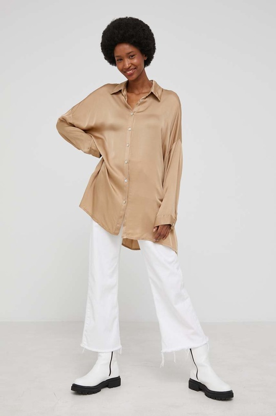 Hodvábna košeľa Answear.LAB relaxed béžová G50026.1.1RK