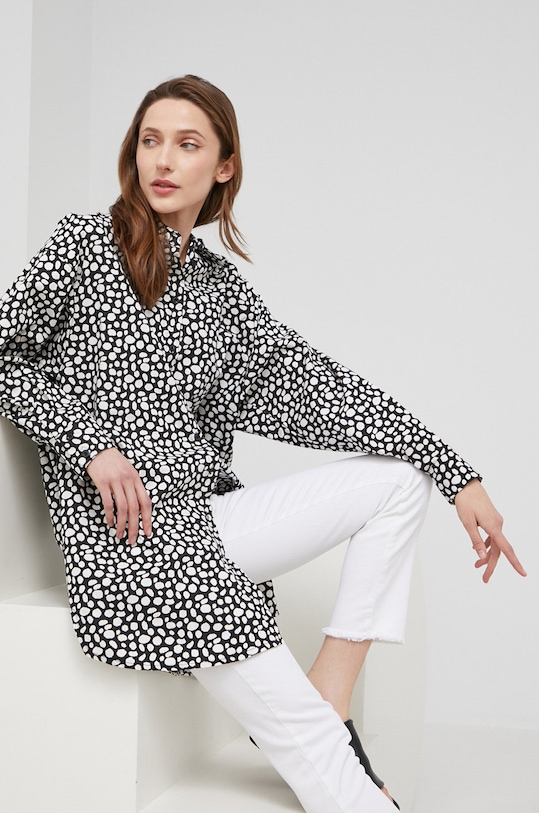 Answear Lab cămașă din bumbac lung negru H1185.C12.K