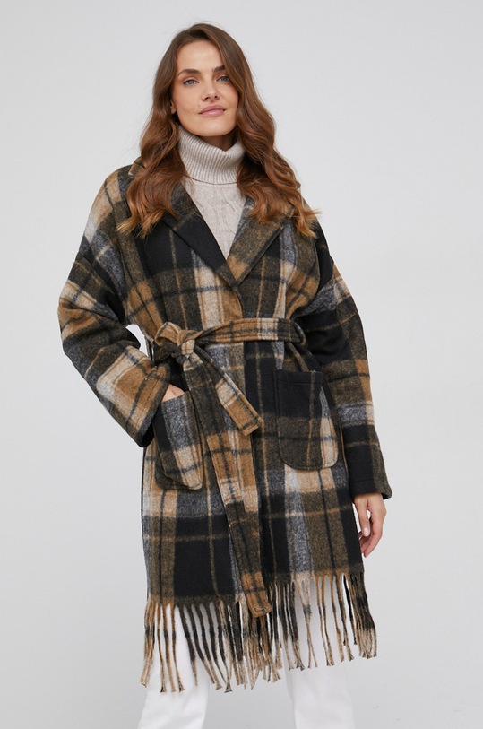 Answear Lab Płaszcz wełniany bez podszewki czarny 80730.KR