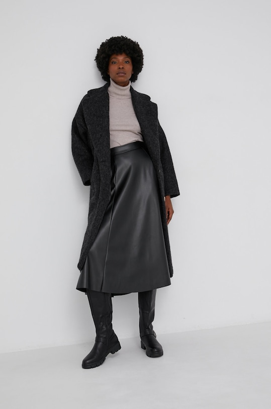 Answear Lab Płaszcz z wełną 54046.1.MB czarny WW22