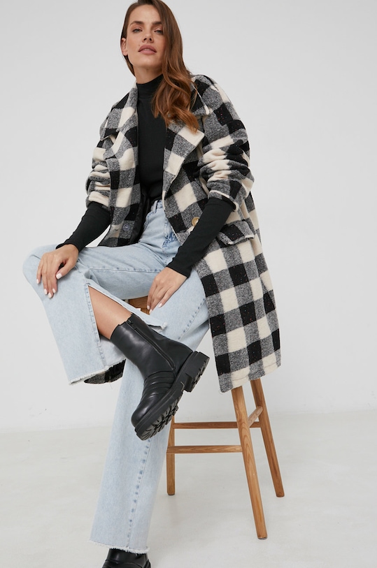 Kabát s vlnou Answear.LAB bez kapuce černá J33250.AJ