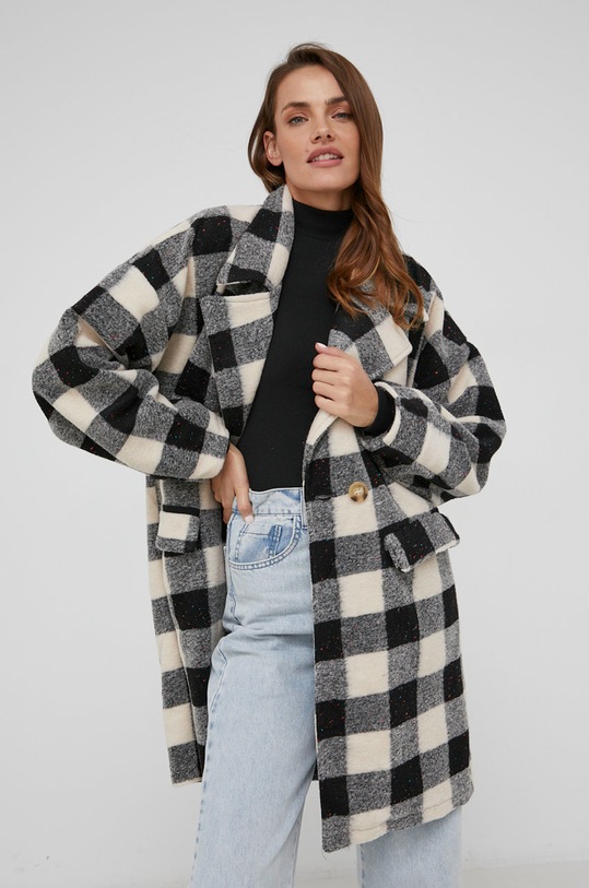 Kabát s vlnou Answear.LAB černá J33250.AJ