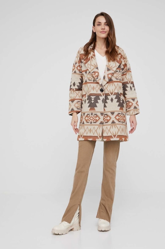 Answear Lab płaszcz z wełną 1359.DA beżowy WW22