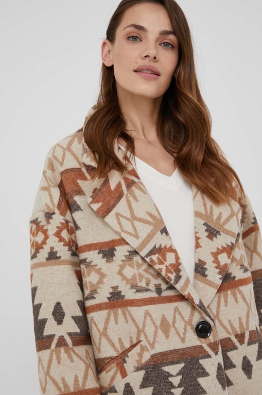 Answear Lab płaszcz z wełną beżowy 1359.DA