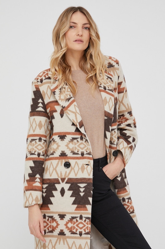 Vlnený kabát Answear.LAB 1365.1.DA béžová WW22