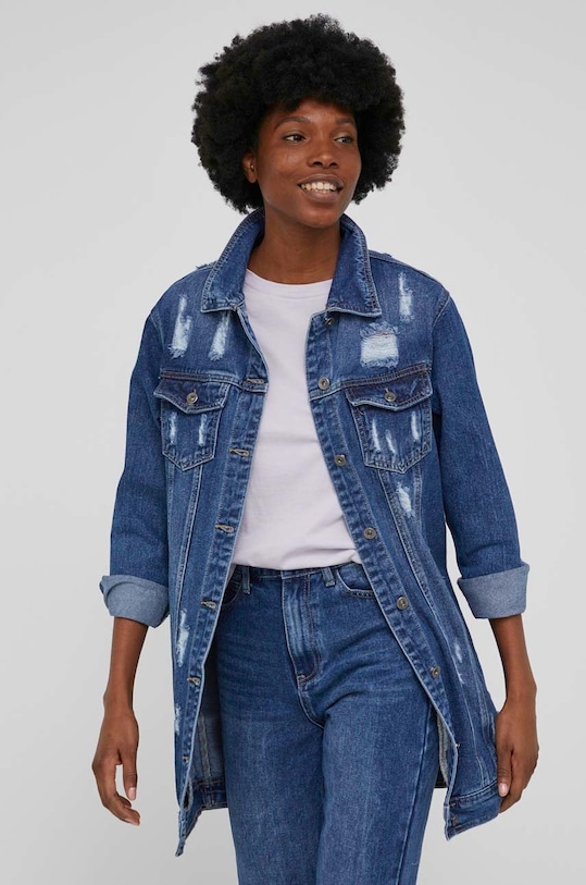 Answear Lab kurtka jeansowa bez kaptura niebieski SA9633.KR