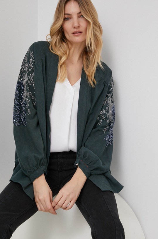 Laneni sako Answear.LAB bez podstave zelena 31952.KR