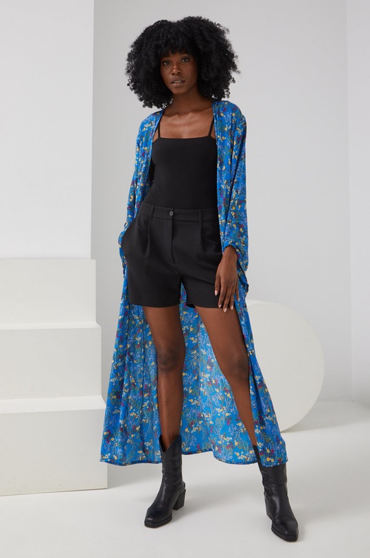 Answear Lab szlafrok jedwabny Silk Blended niebieski 12.DB