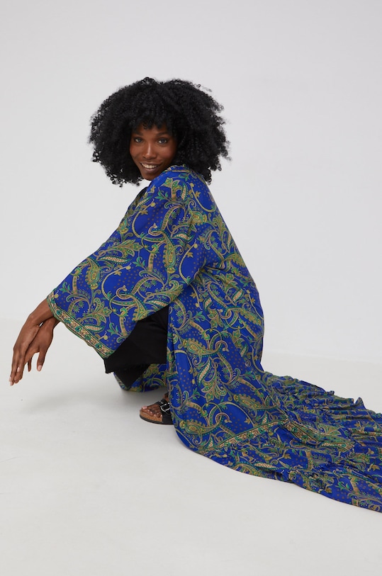 Answear Lab szlafrok jedwabny Silk Blended tkanina granatowy MT22333.DB