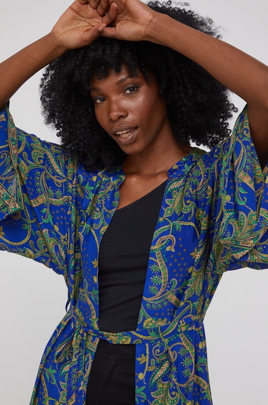 Μεταξωτή ρόμπα Answear.LAB Silk Blended MT22333.DB σκούρο μπλε