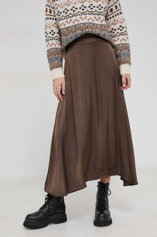 Sukňa Answear.LAB viskóza hnedá 191618.1.DB