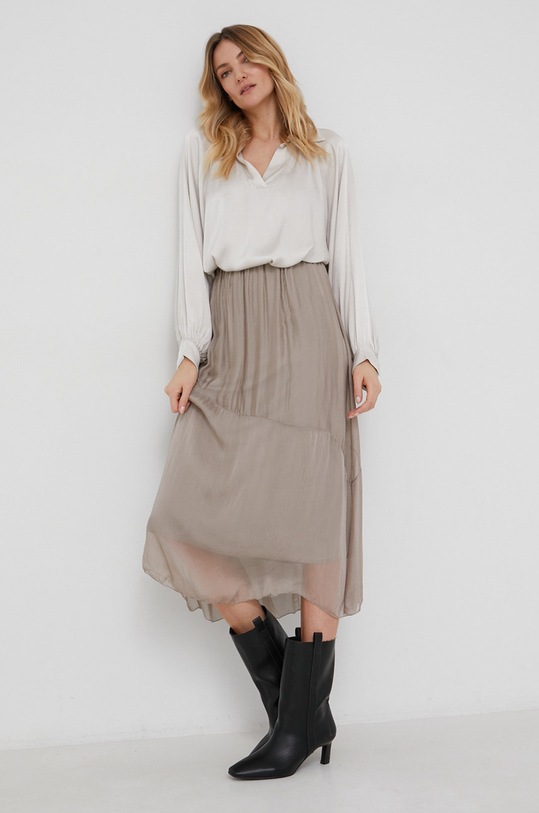 Answear Lab - Spódnica z jedwabiem 2153.1KR beżowy WW22