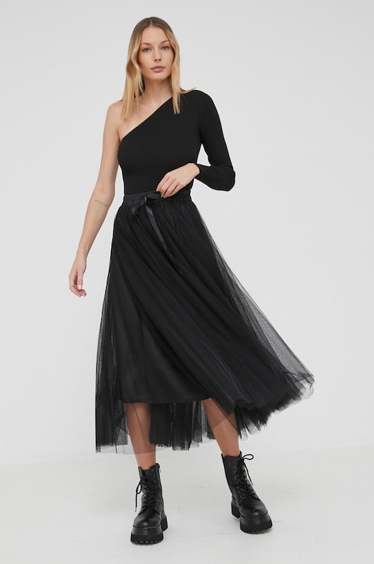 Answear Lab fustă uni negru CK08077.2.DB