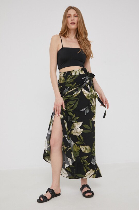 Answear Lab fusta flori negru 6283.DB