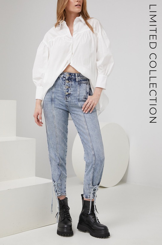 Answear Lab jeansy answear.LAB X limitowana kolekcja festiwalowa BE BRAVE niebieski H9505.w