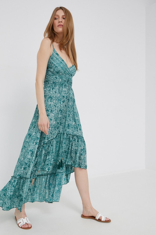 Answear Lab sukienka jedwabna casual zielony SN2044.AA