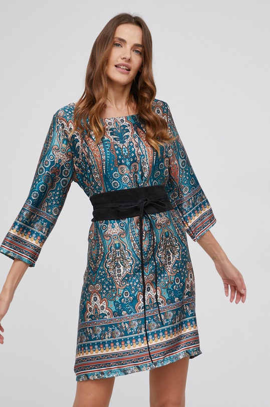 Answear Lab rochie din amestec de mătase mini verde 18542.1KR