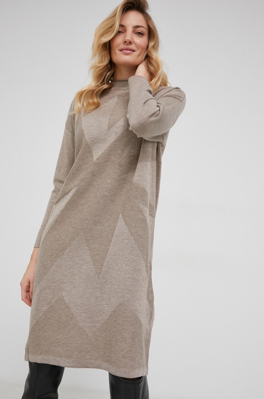 Μάλλινο φόρεμα Answear.LAB 90185.1KR μπεζ WW22