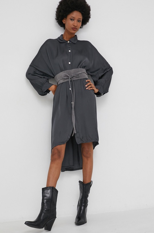 Hodvábne šaty Answear.LAB látka sivá 20241.1.AJ