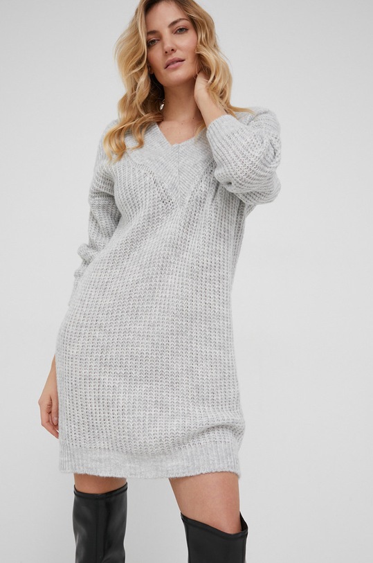 Μάλλινο φόρεμα Answear.LAB casual γκρί 21228.2KR