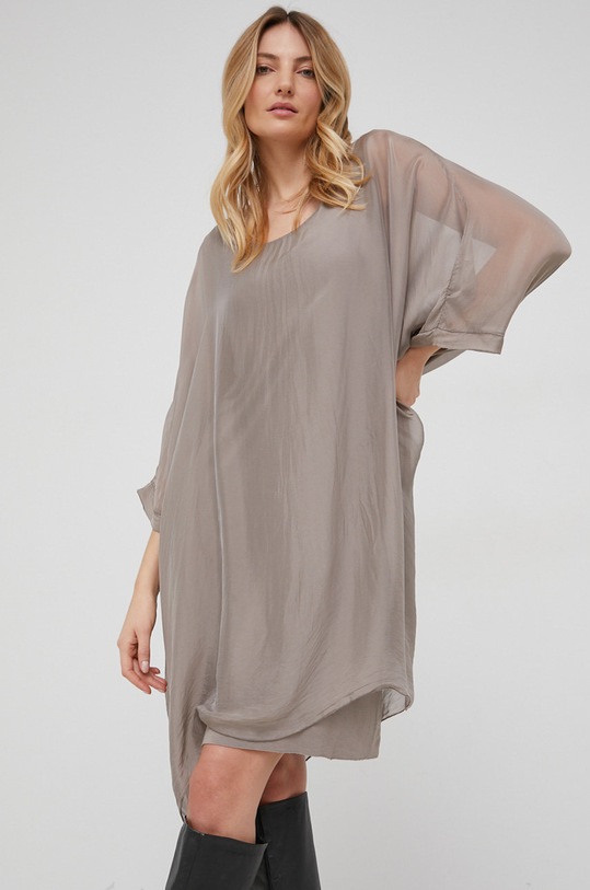 Answear.LAB - Selyem ruha háromnegyedes bézs 5707.2KR