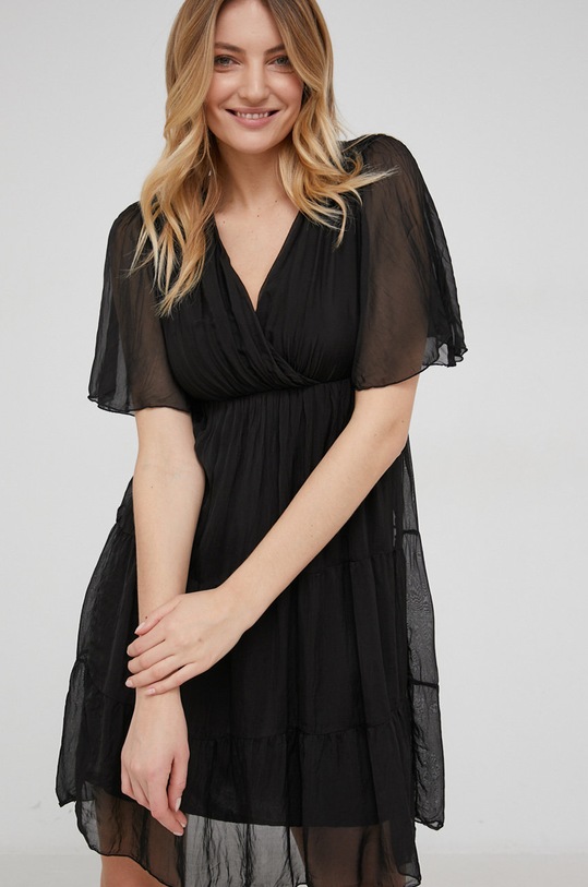 Answear Lab rochie de mătase mini negru 1835.1KR