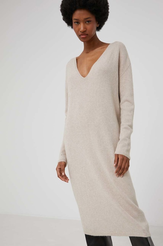 Šaty Answear.LAB pletenina béžová M67242.1KR