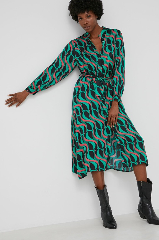 Answear Lab sukienka z jedwabiem casual zielony G5332.1K