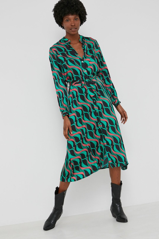 Answear Lab sukienka z jedwabiem G5332.1K zielony WW22