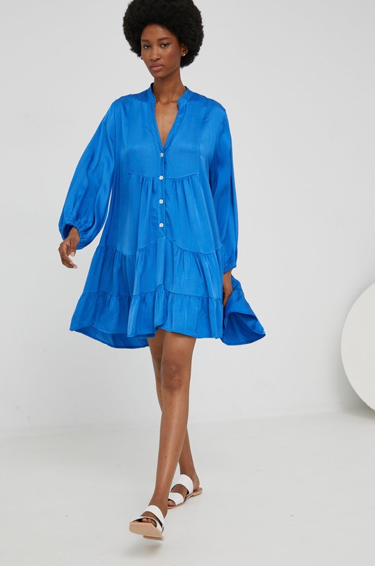 Answear Lab sukienka z jedwabiem 9805.2.DB niebieski WW22