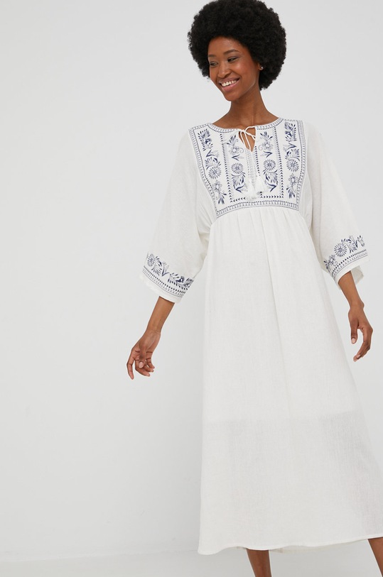 Answear Lab sukienka midi biały 2877.1.MP.SP