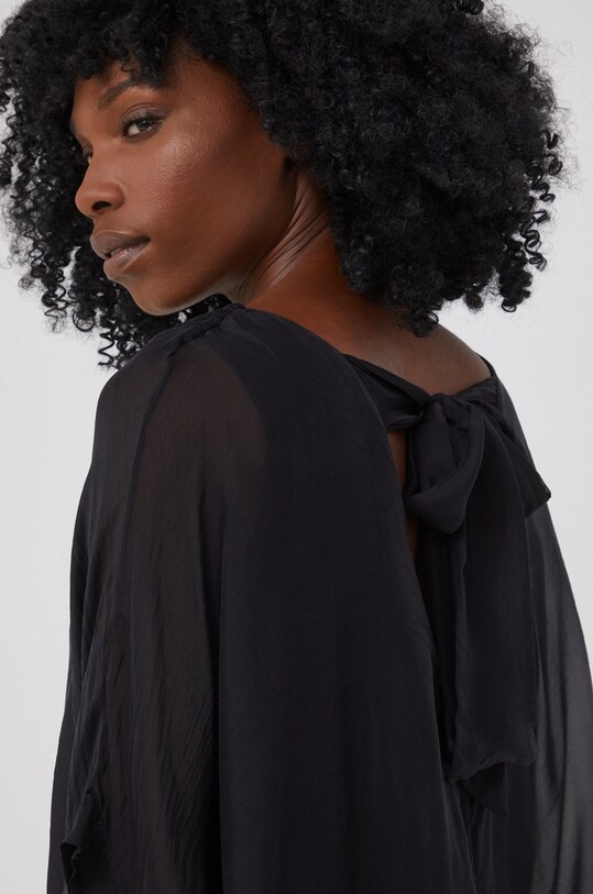 Answear Lab bluzka jedwabna SILK krótki czarny 6031.DB